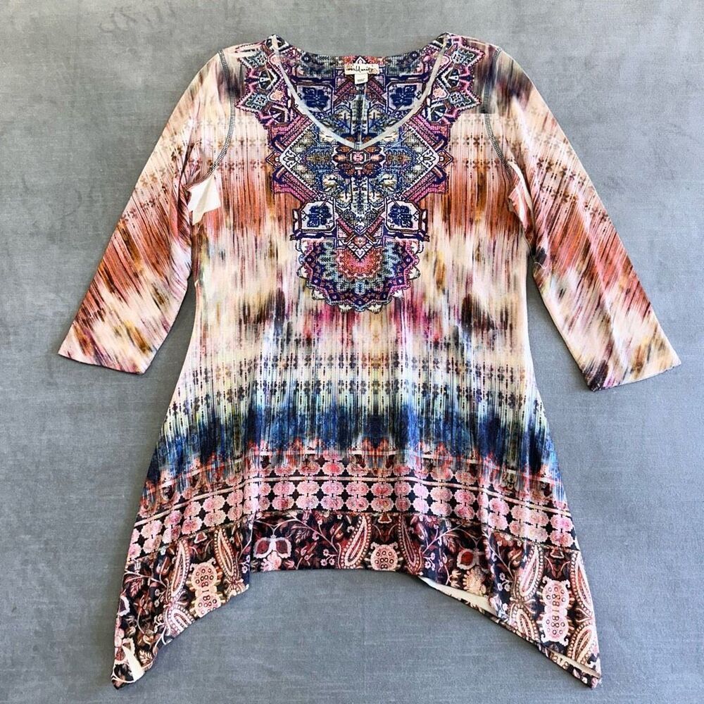 Unity World Wear Women’s S Paisley Tie Dye‎ Boho Lagenlook Artsy